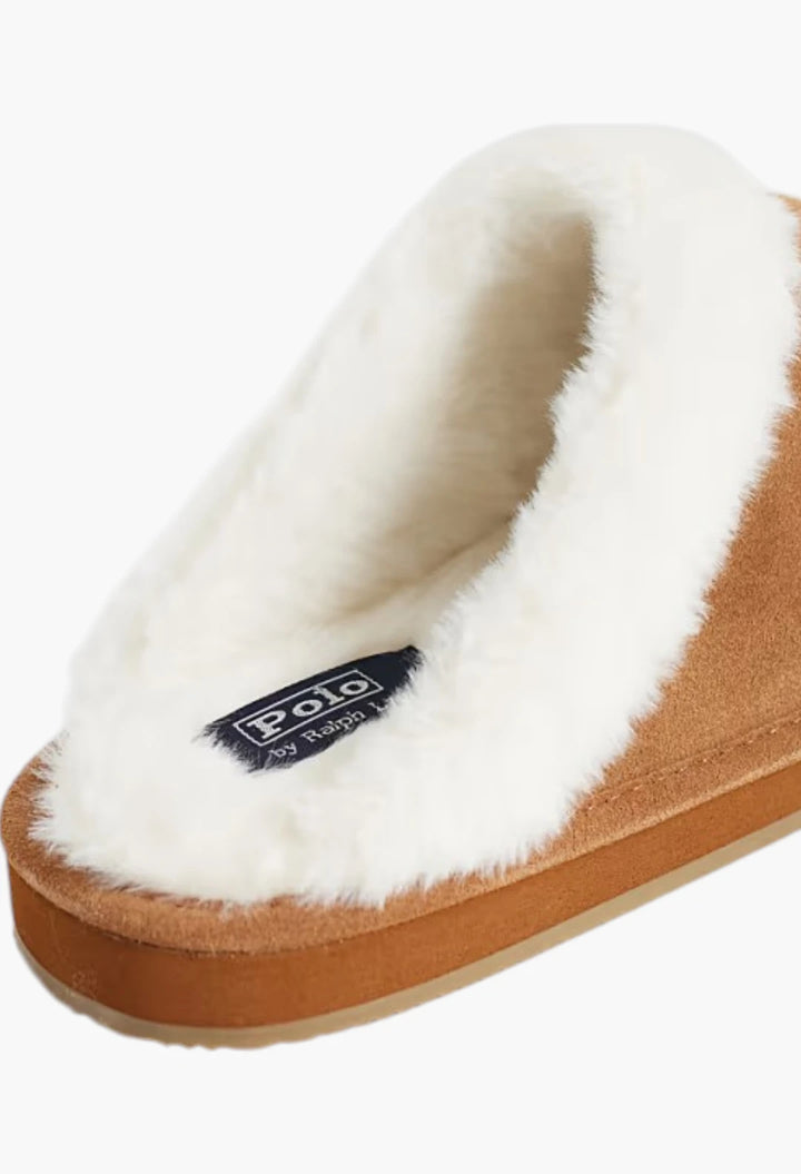 Polo Ralph Lauren Kayleigh scuff polo flats slipper in brown