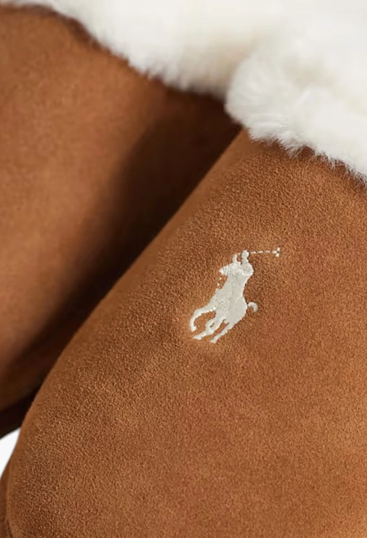 Polo Ralph Lauren Kayleigh scuff polo flats slipper in brown