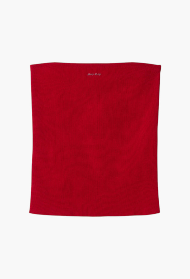 Red - Cotton Knit Tube Top - GLAM MODA