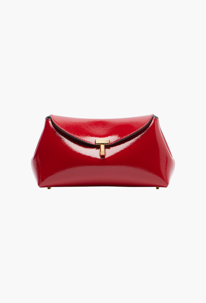 Red - T-Lock Mini Patent Leather Clutch - GLAM MODA