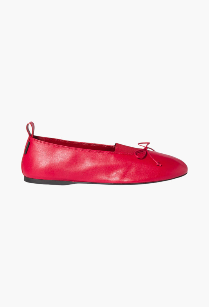 Red - Élan Nappa Leather Ballerinas - GLAM MODA
