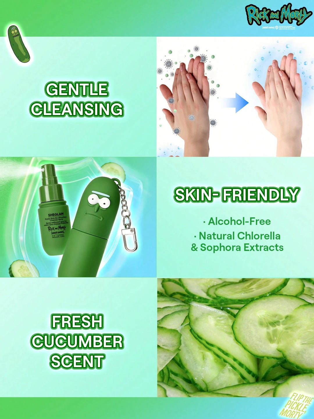 Rick and Morty X Sheglam Pickle Rick No-Rinse Hand Cleanser Spray