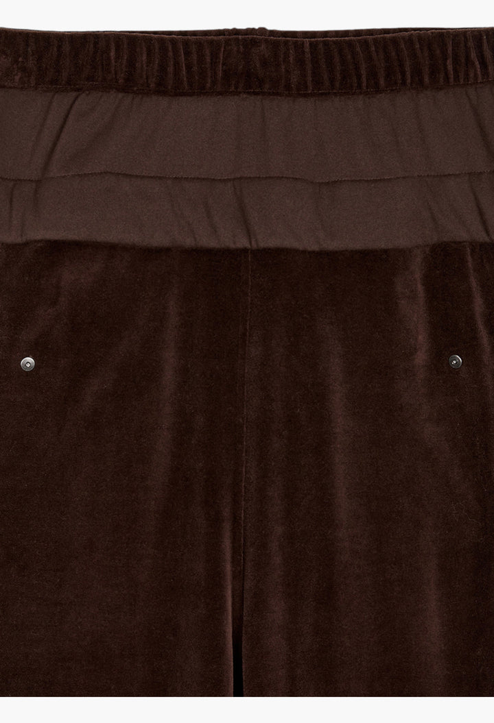 Rolled Waist Velour Cargo Pants, Brown - GLAM MODA
