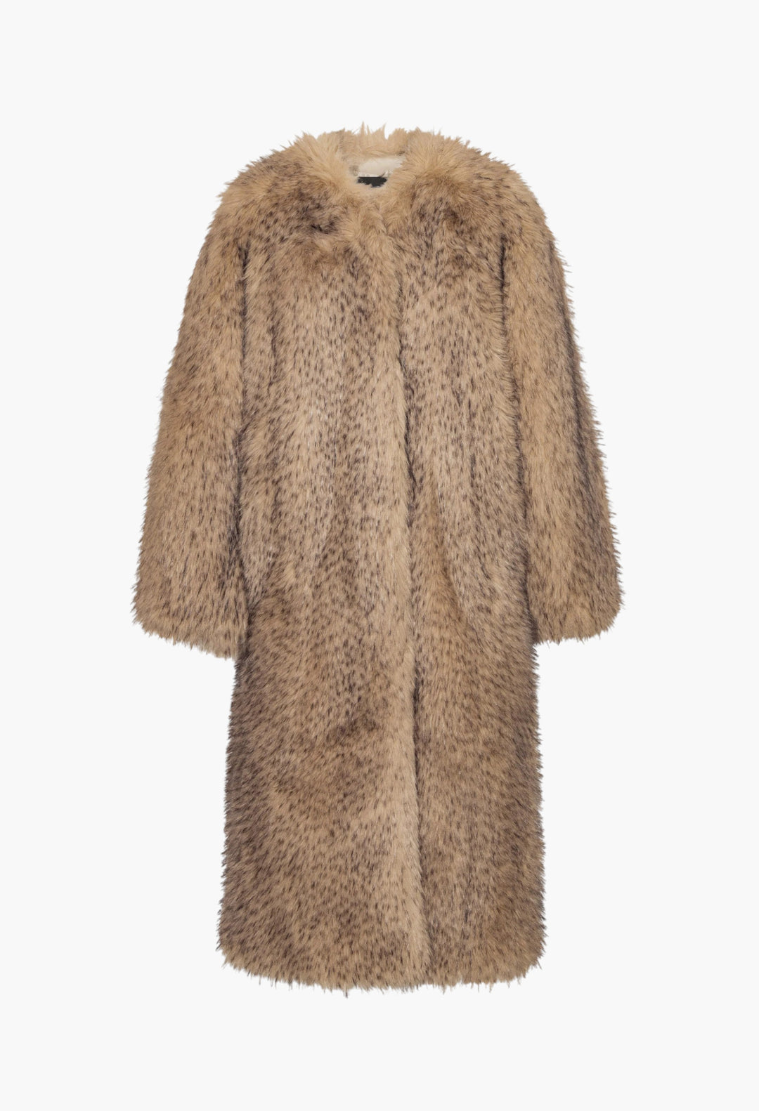 Rotate Faux Fur Long Coat - Nougat - GLAM MODA