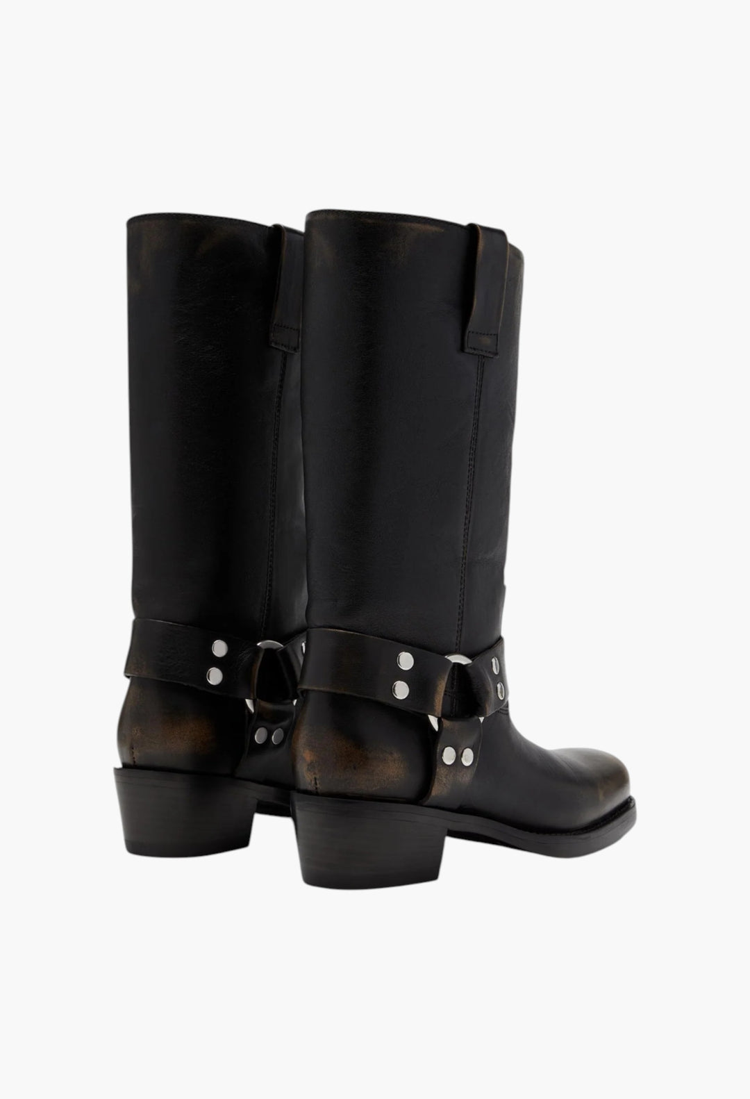 Roxy Boot - Black Brushed Leather Boots - GLAM MODA