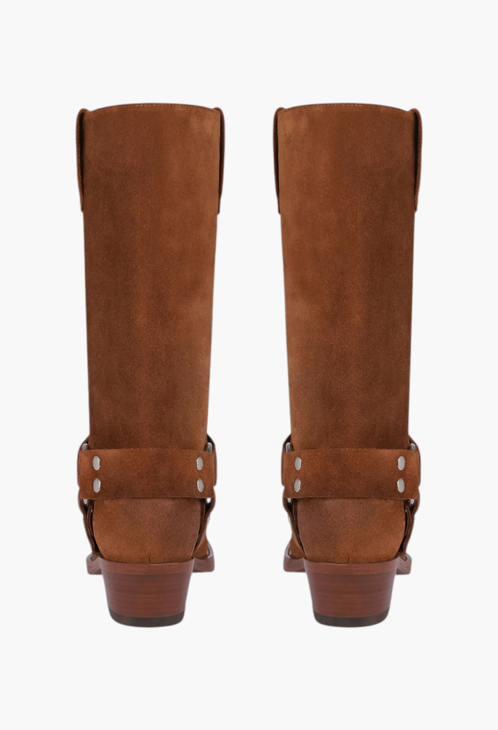 Roxy Boot - Boots In Cognac Calf Suede Leather - GLAM MODA