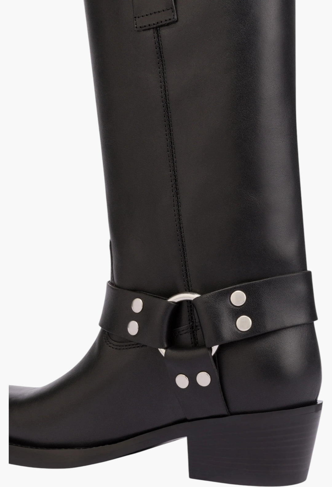 Roxy Boot - Square-Toe Boots In Smooth Black Leather - GLAM MODA