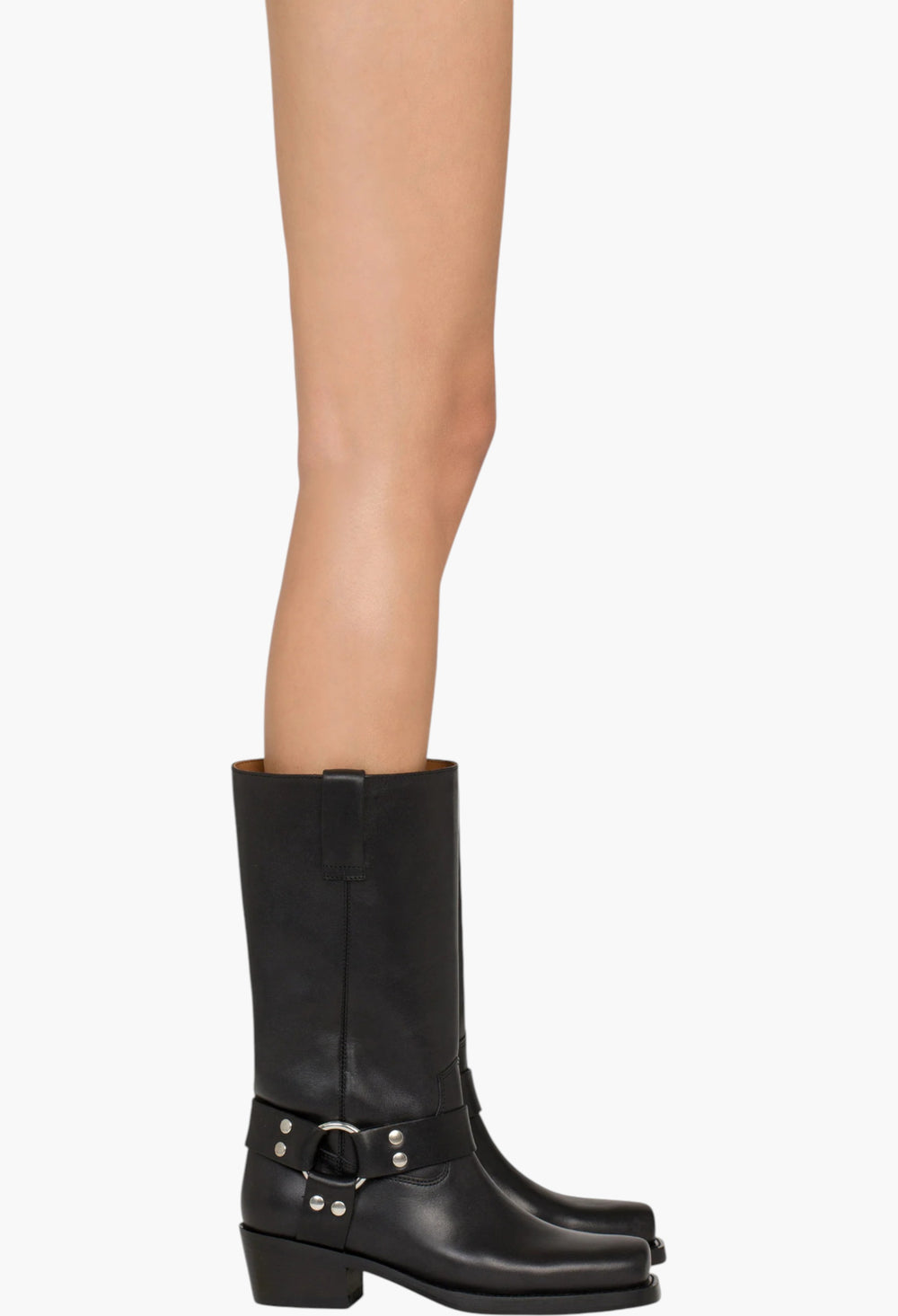 Roxy Boot - Square-Toe Boots In Smooth Black Leather - GLAM MODA