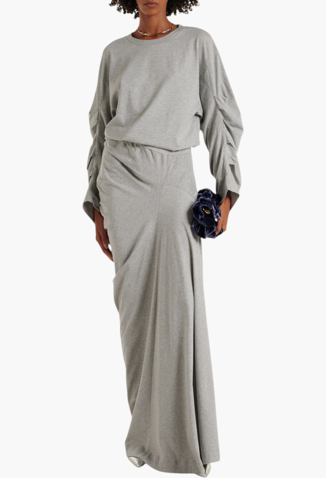 Ruched Oversized Cotton Jersey Top - GLAM MODA