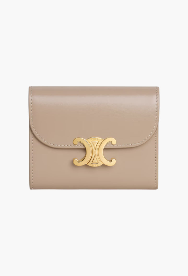 Small Flap Wallet Triomphe In Shiny Calfskin - GLAM MODA
