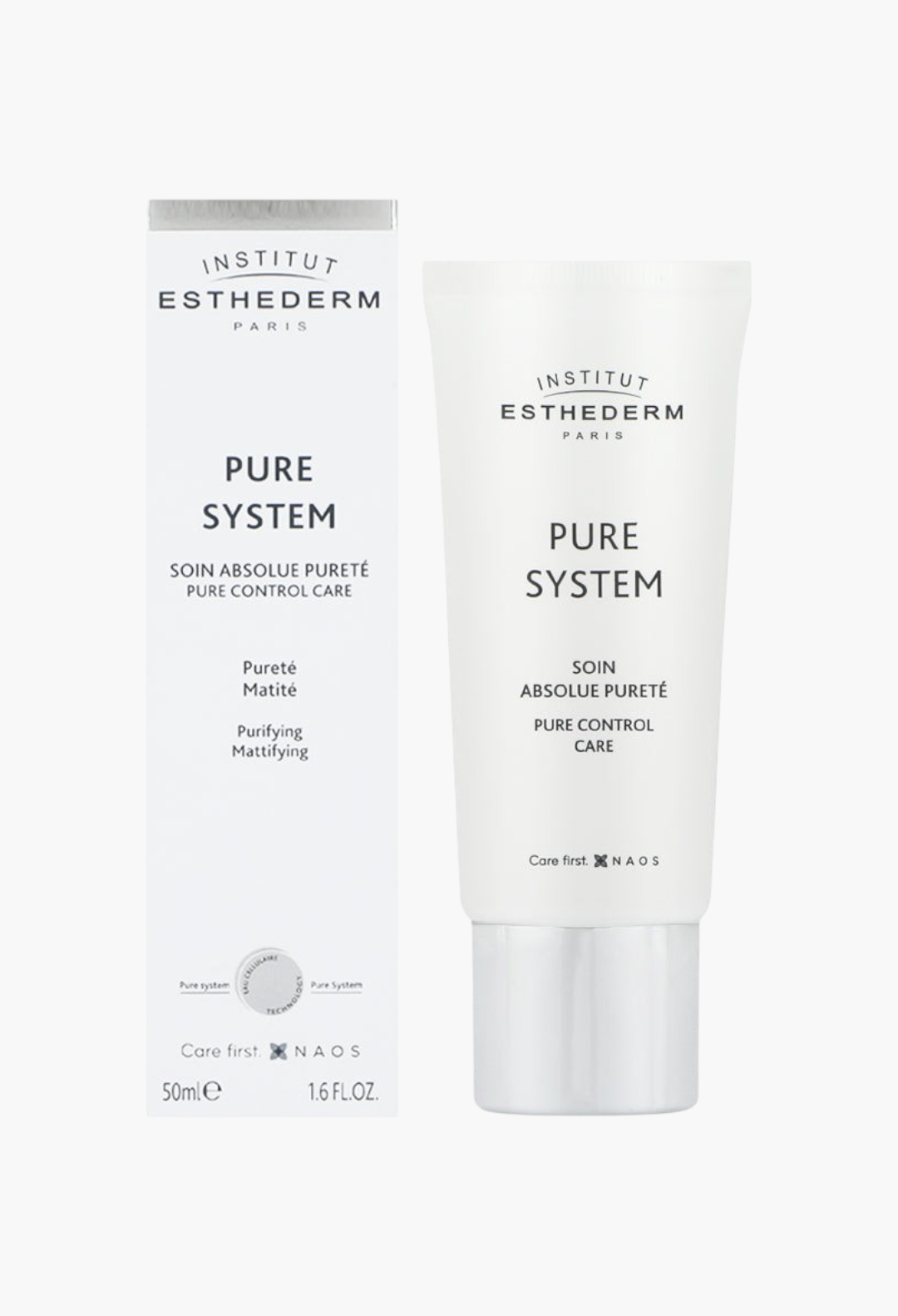 GLAM MODA Institut Esthederm Pure System Pure Control Care Cream tube and box for mattifying and purifying skin