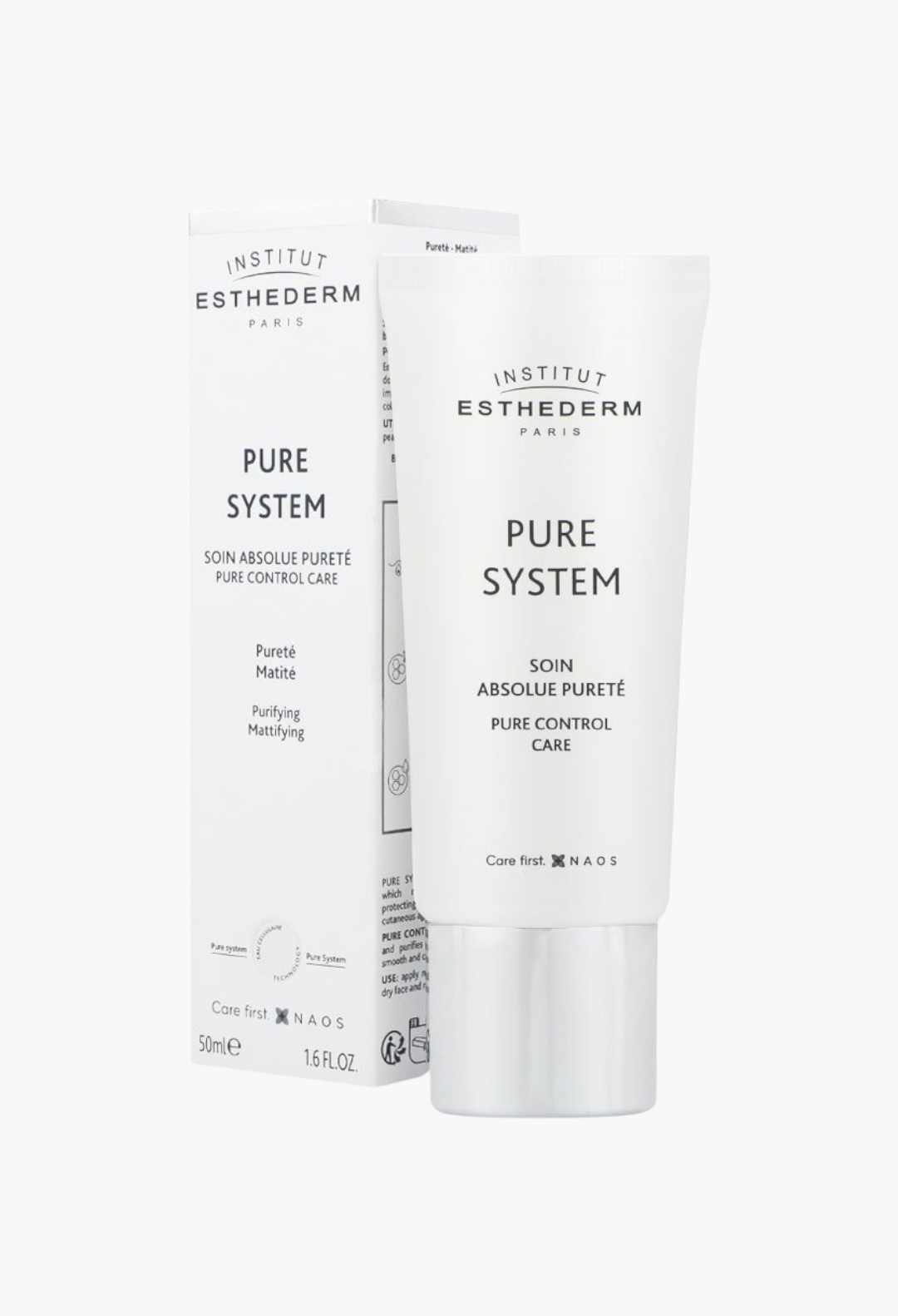 GLAM MODA Institut Esthederm Pure System Pure Control Care Cream tube and box for mattifying and purifying skin