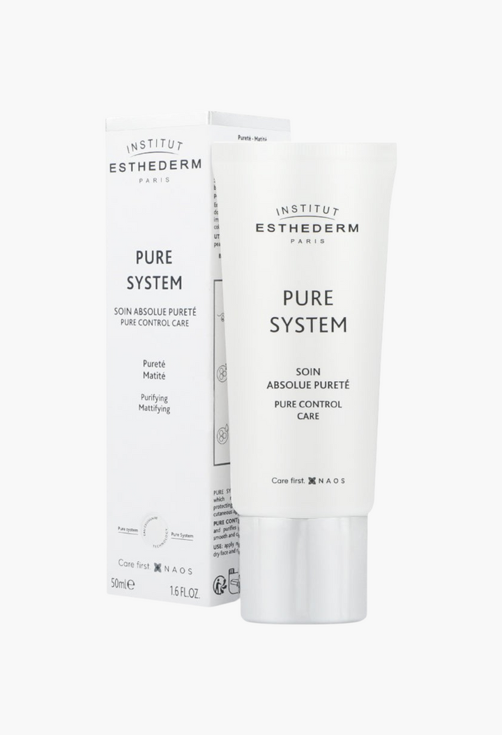 GLAM MODA Institut Esthederm Pure System Pure Control Care Cream tube and box for mattifying and purifying skin
