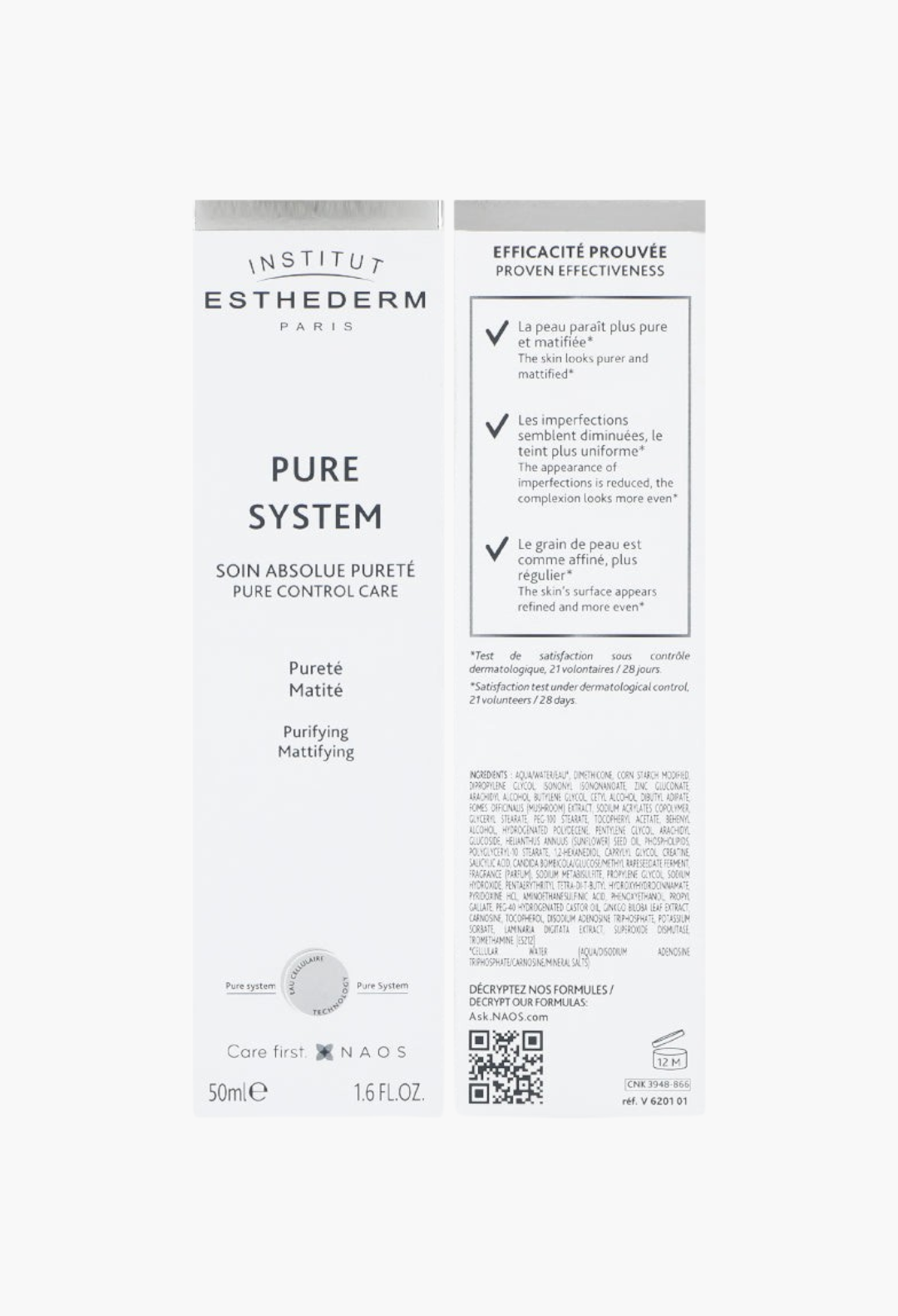 GLAM MODA Institut Esthederm Pure System Pure Control Care Cream box with mattifying and purifying skin benefits