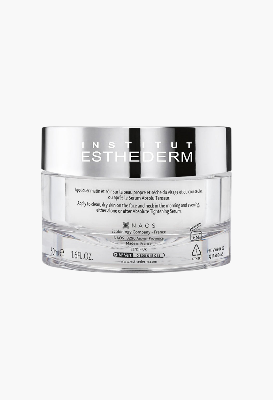 GLAM MODA Institut Esthederm Lift & Repair Absolute Smoothing Cream in a 50ml glass jar with silver lid.
