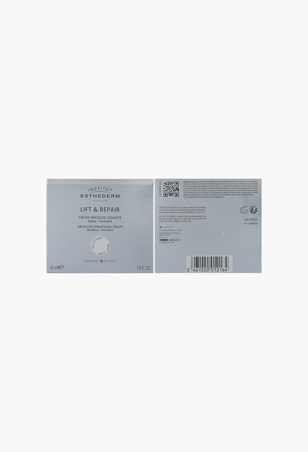 GLAM MODA Institut Esthederm Lift & Repair Absolute Smoothing Cream packaging box showing product details and barcode
