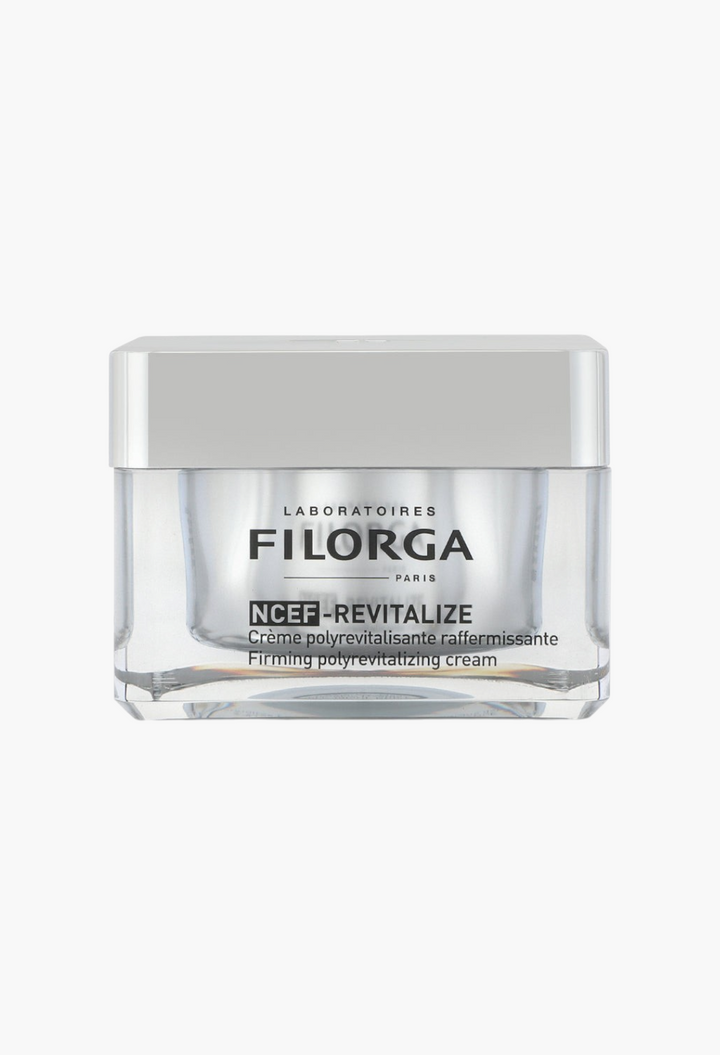 GLAM MODA Filorga NCEF-Revitalize firming anti-ageing cream in a sleek silver and clear glass jar