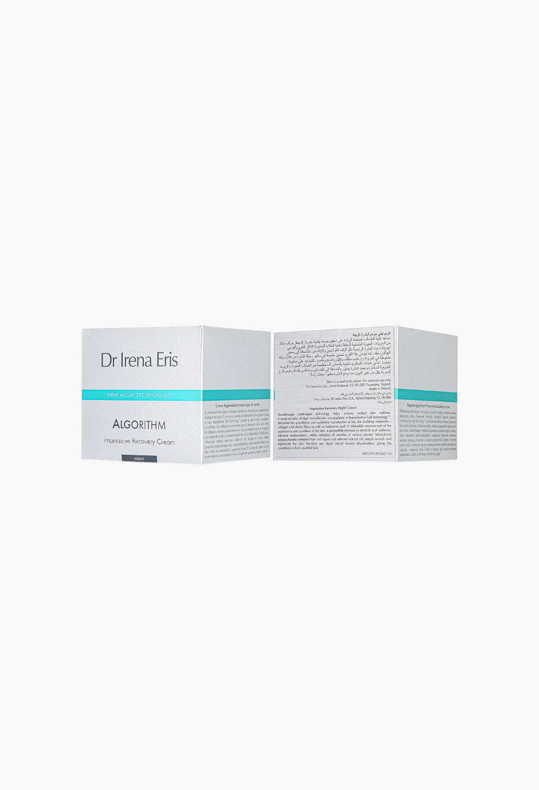 GLAM MODA Dr Irena Eris Algorithm anti-wrinkle night cream box with algae technology details