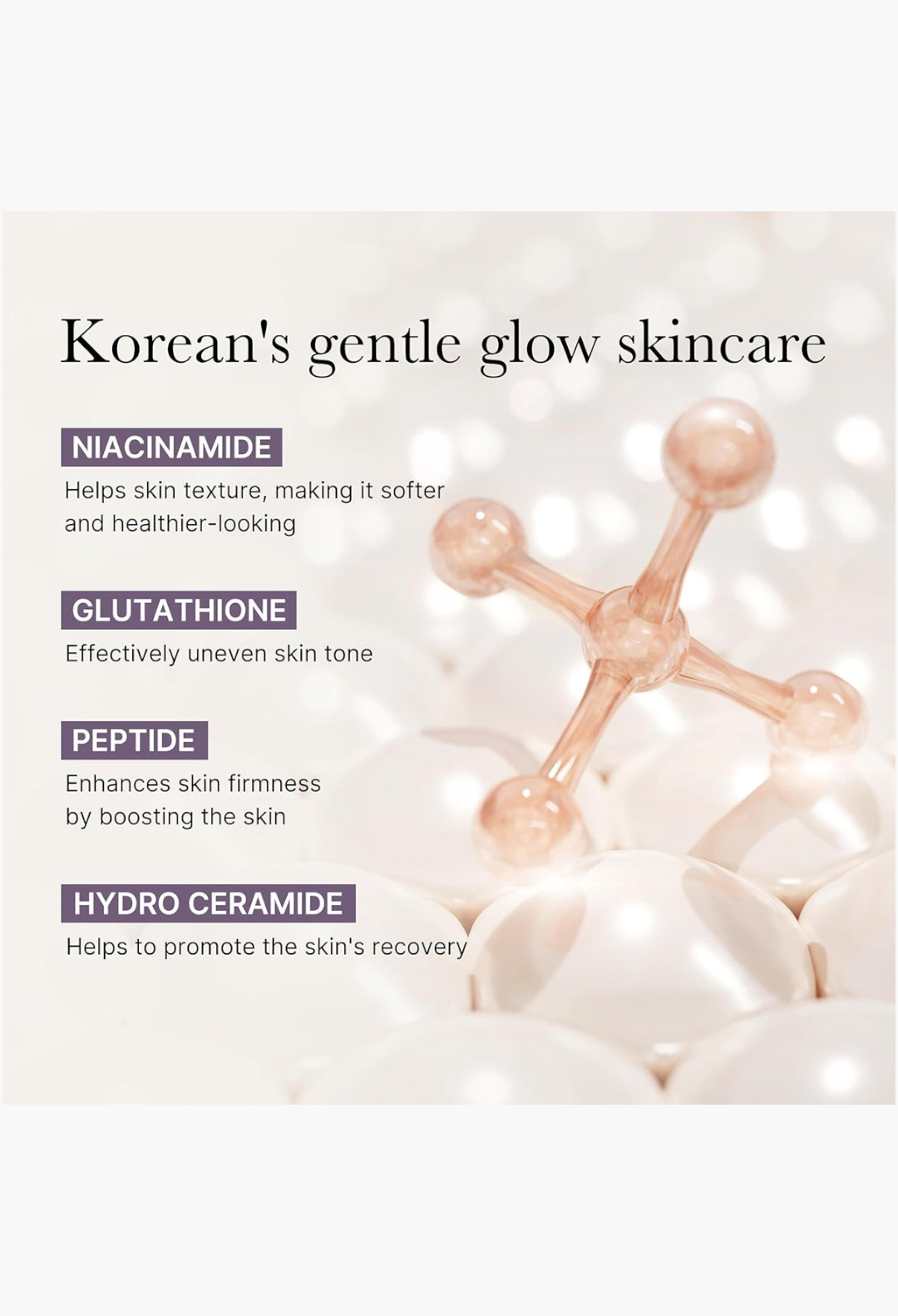 GLAM MODA AGE-R Glutathione Glow Capsule Cream featuring a translucent pink molecular structure icon