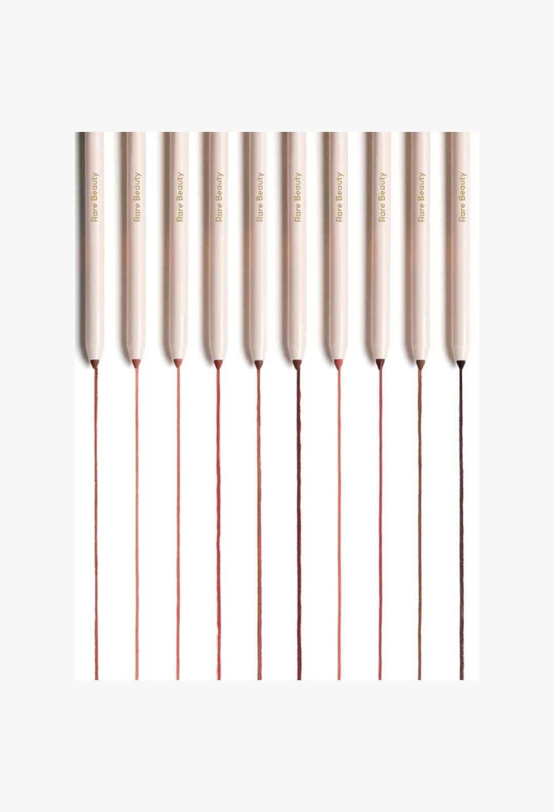 GLAM MODA Kind Words Matte Lip Liner collection in various shades with swatches showing smooth, pigmented application.