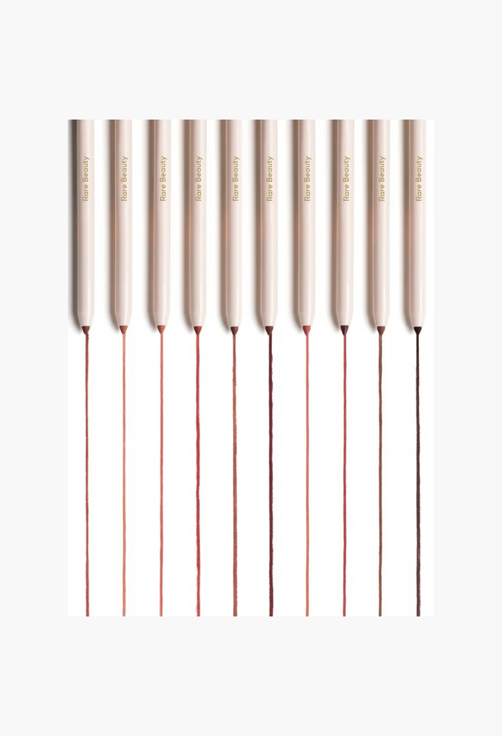 GLAM MODA Kind Words Matte Lip Liner collection in various shades with swatches showing smooth, pigmented application.