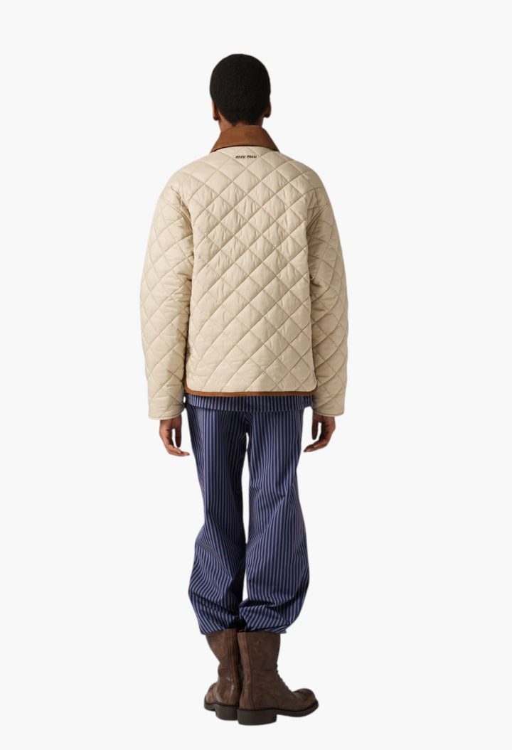 Sand Beige - Quilted Technical Pongé Blouson - GLAM MODA