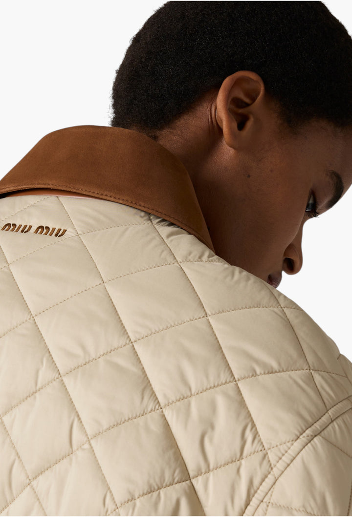 Sand Beige - Quilted Technical Pongé Blouson - GLAM MODA