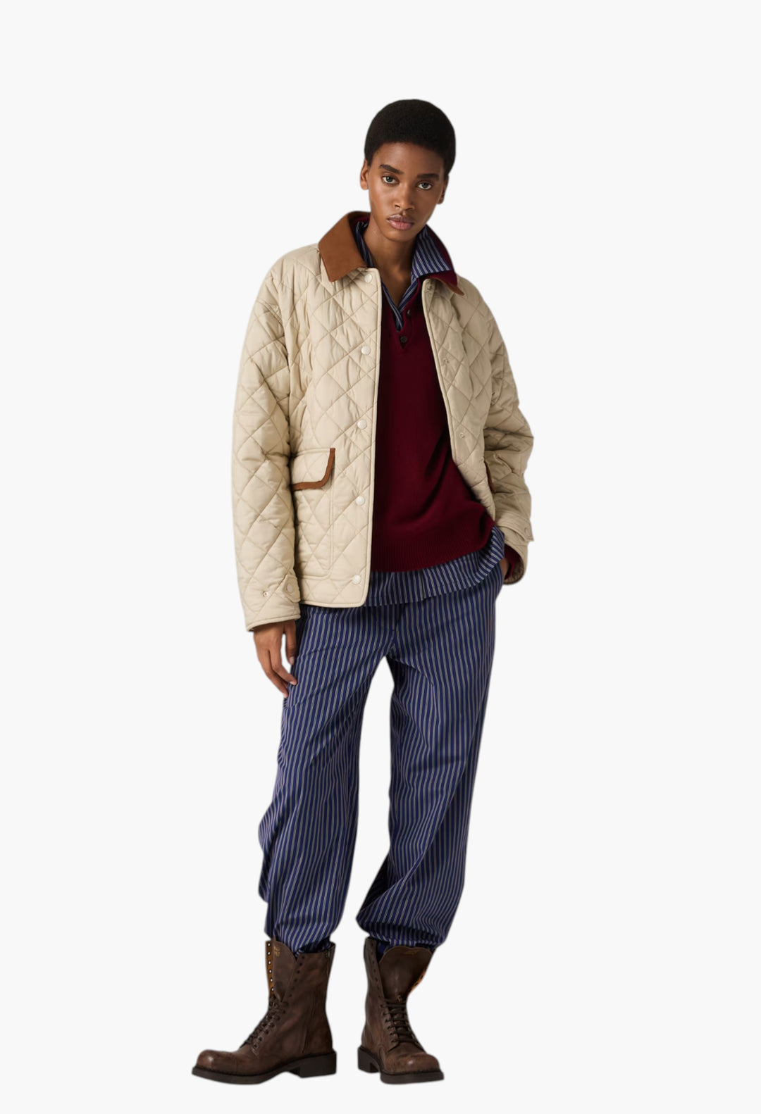 Sand Beige - Quilted Technical Pongé Blouson - GLAM MODA