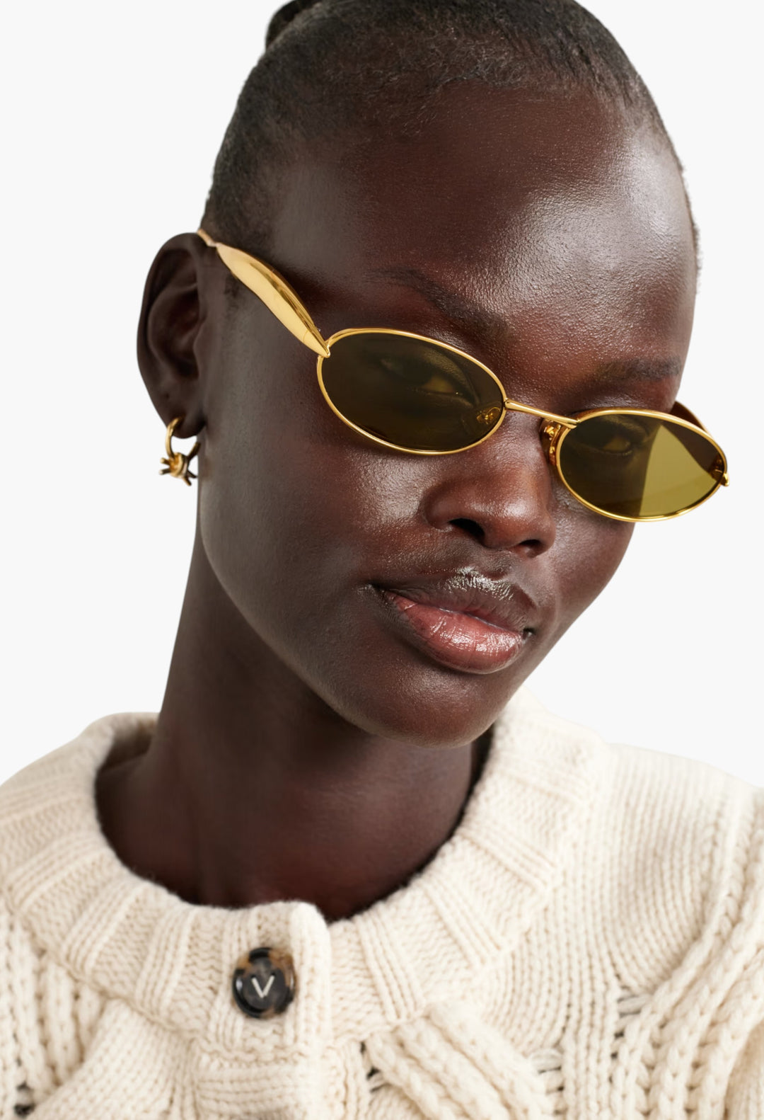 Sardine Oval-Frame Gold-Tone Sunglasses - GLAM MODA