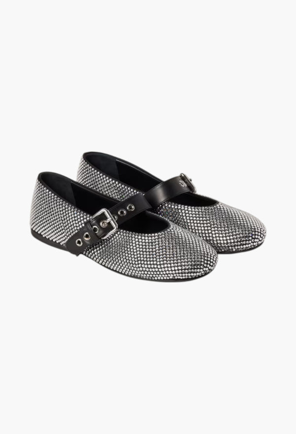 Satin Ballerinas With Crystals