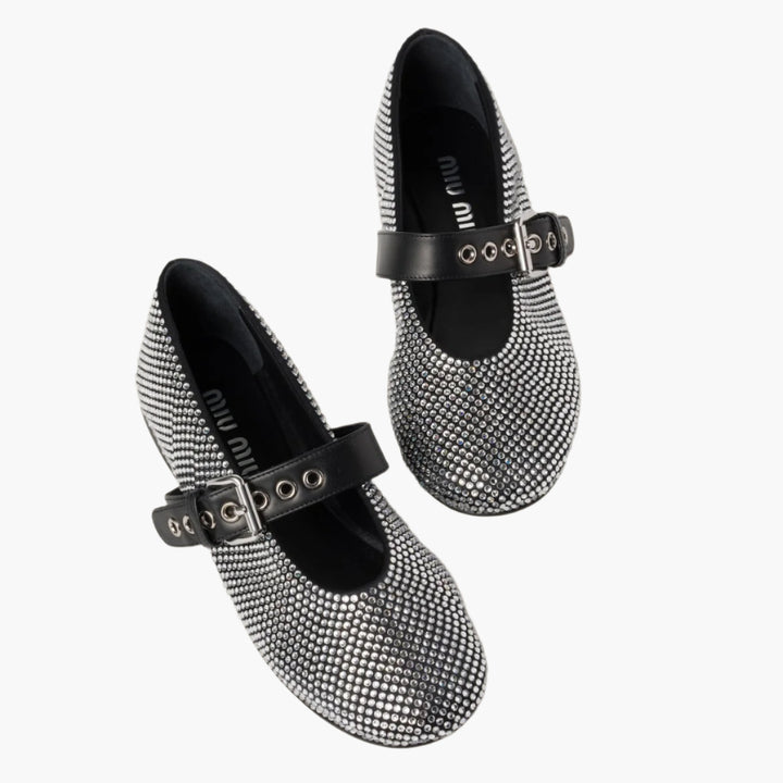 Satin Ballerinas With Crystals - GLAM MODA