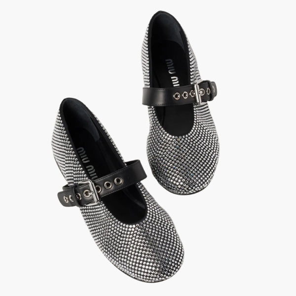 Satin Ballerinas With Crystals