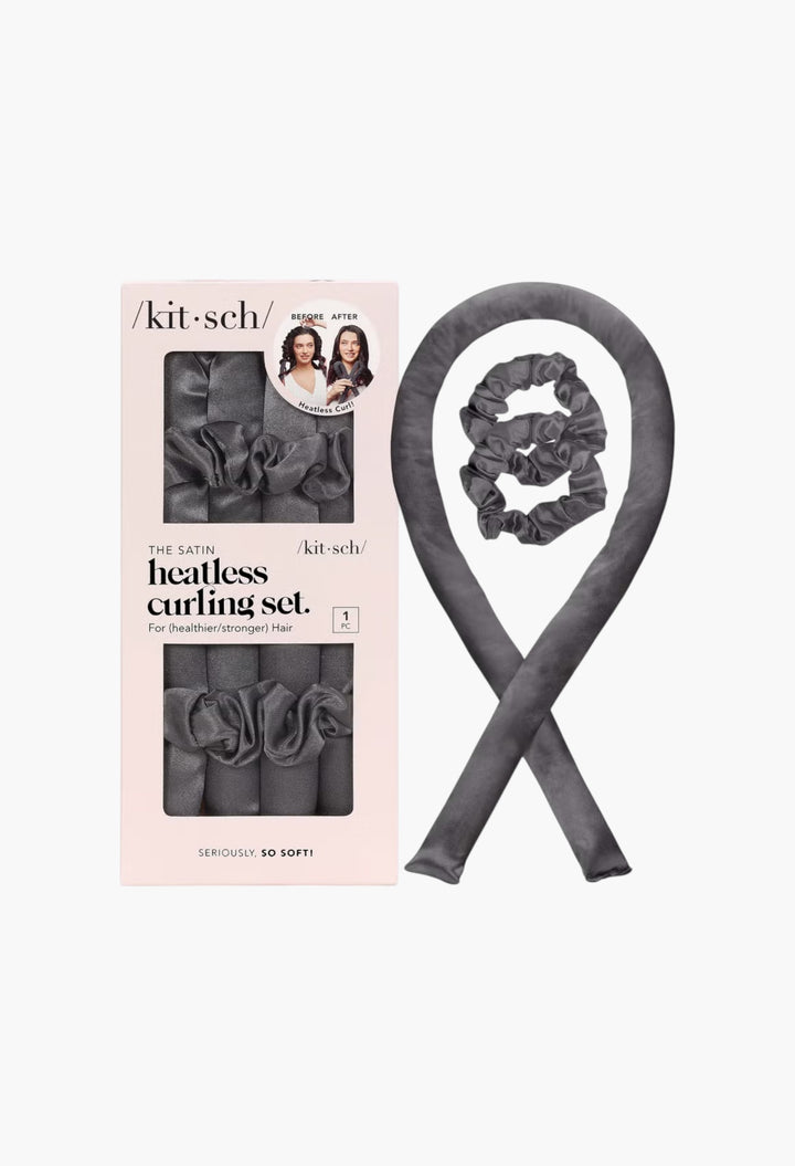 Satin Heatless Curling Set - Charcoal - GLAM MODA