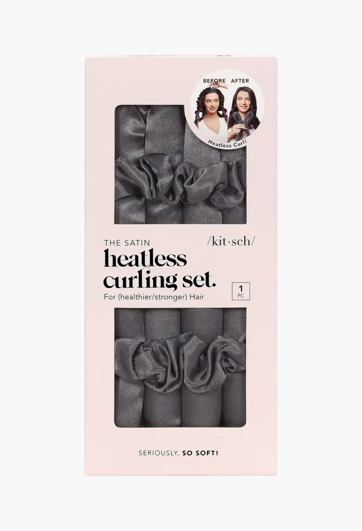 Satin Heatless Curling Set - Charcoal - GLAM MODA