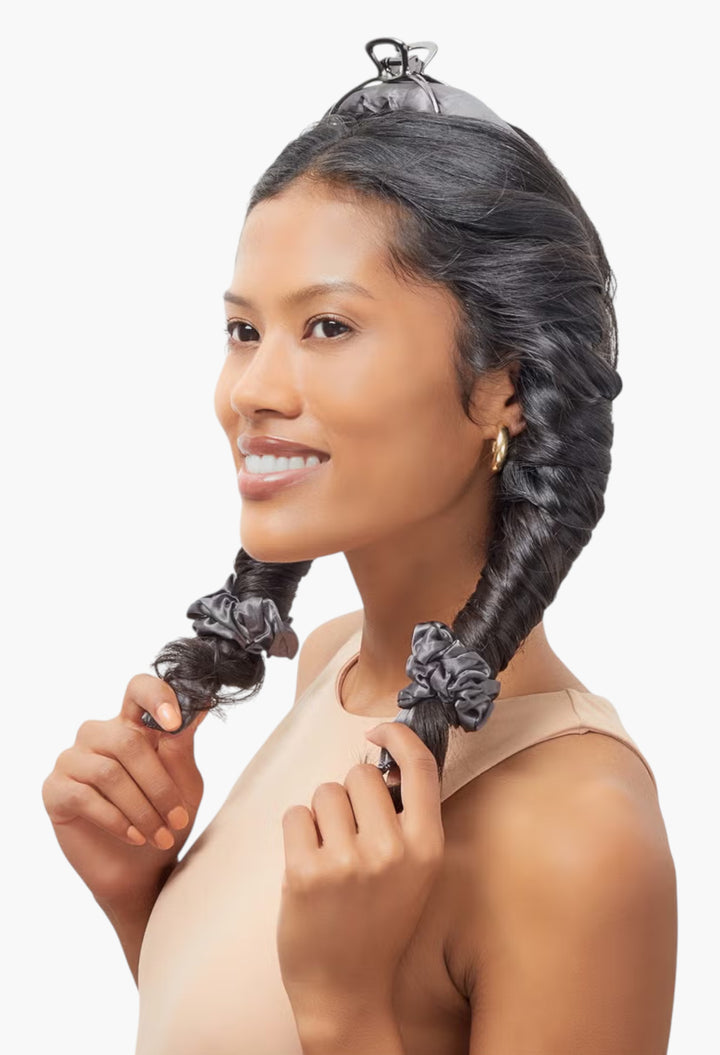 Satin Heatless Curling Set - Charcoal - GLAM MODA