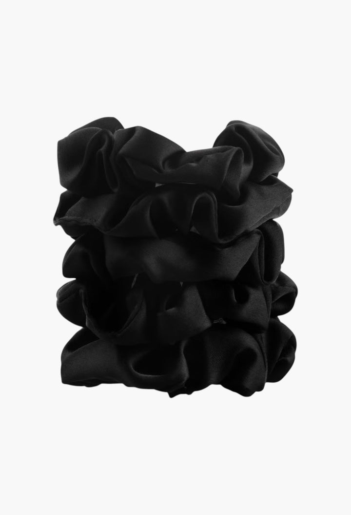 Satin Sleep Scrunchies - Black - GLAM MODA