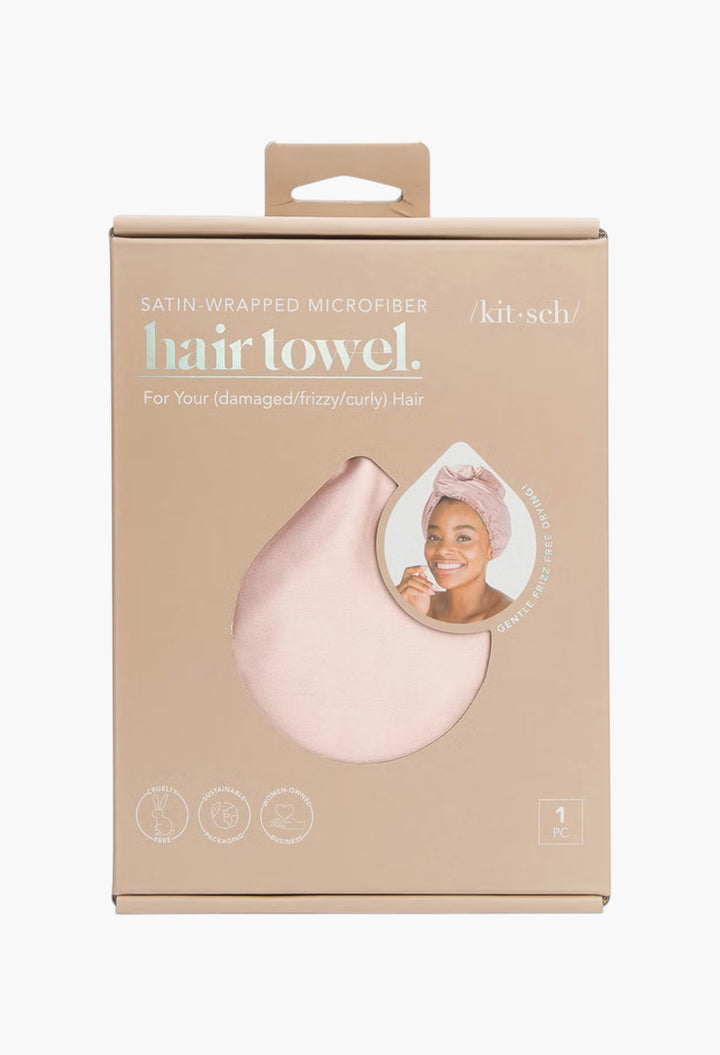 Satin Wrapped Hair Towel - Blush - GLAM MODA