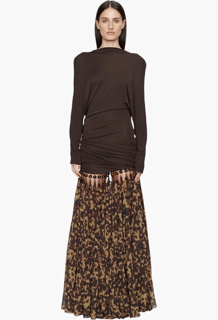 Seen On The Runway Tortoiseshell Droplet Jersey Gown - GLAM MODA