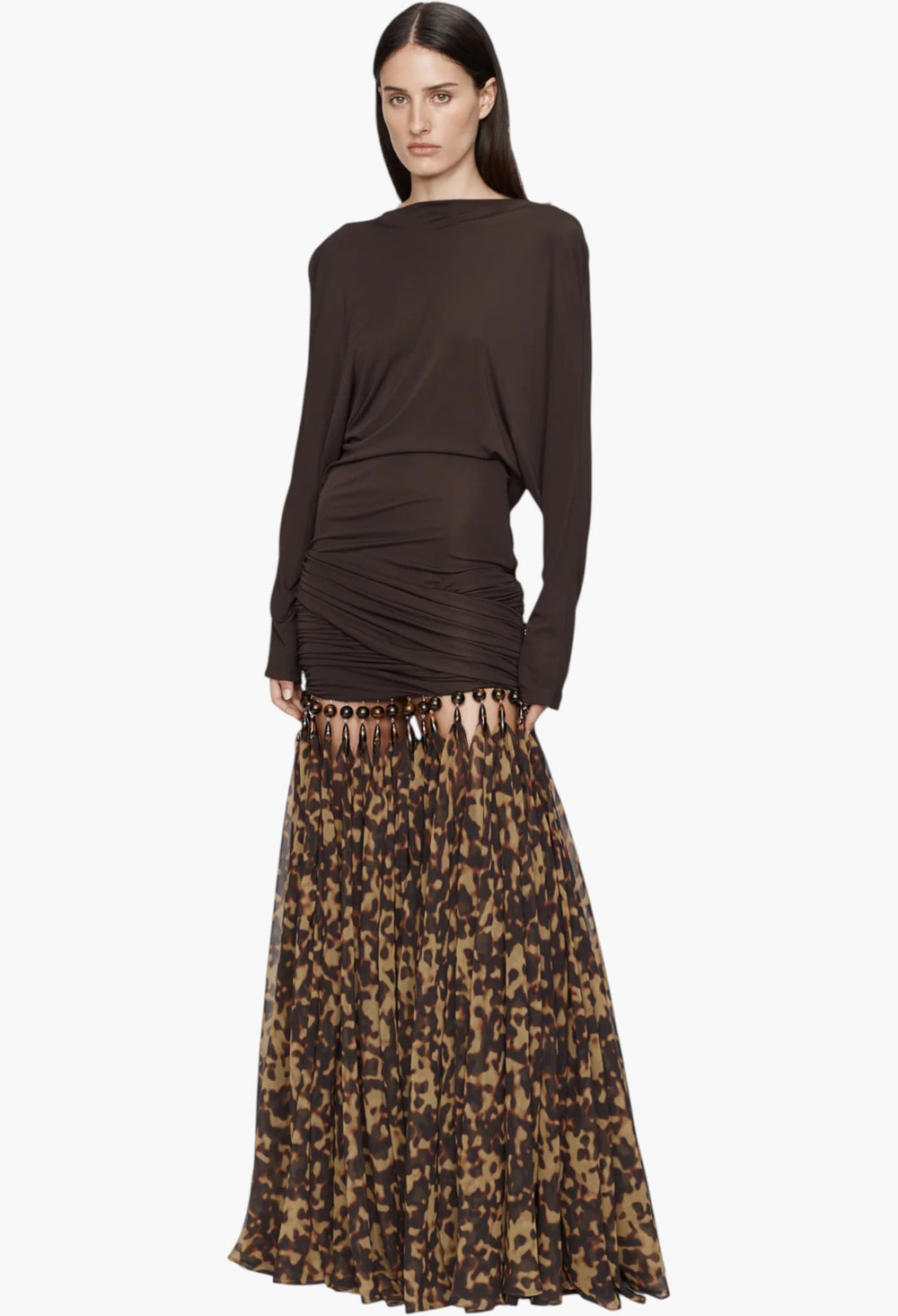 Seen On The Runway Tortoiseshell Droplet Jersey Gown - GLAM MODA