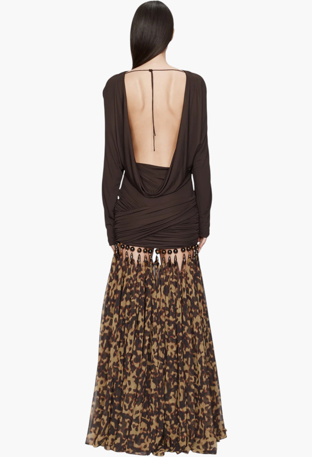 Seen On The Runway Tortoiseshell Droplet Jersey Gown - GLAM MODA