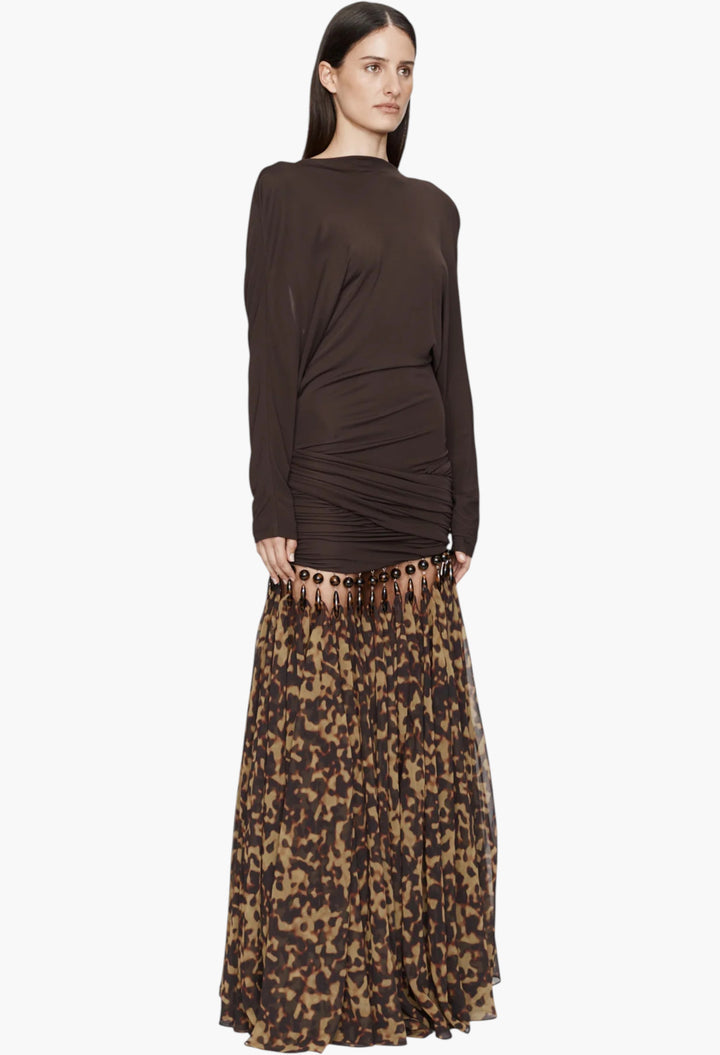 Seen On The Runway Tortoiseshell Droplet Jersey Gown - GLAM MODA