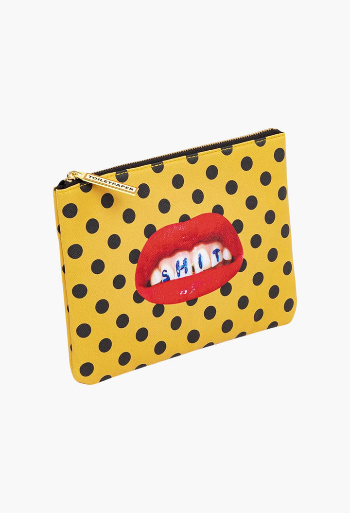 Seletti Wears Toiletpaper Sh*T-Print Faux-Leather Case 21cm X 15cm - GLAM MODA