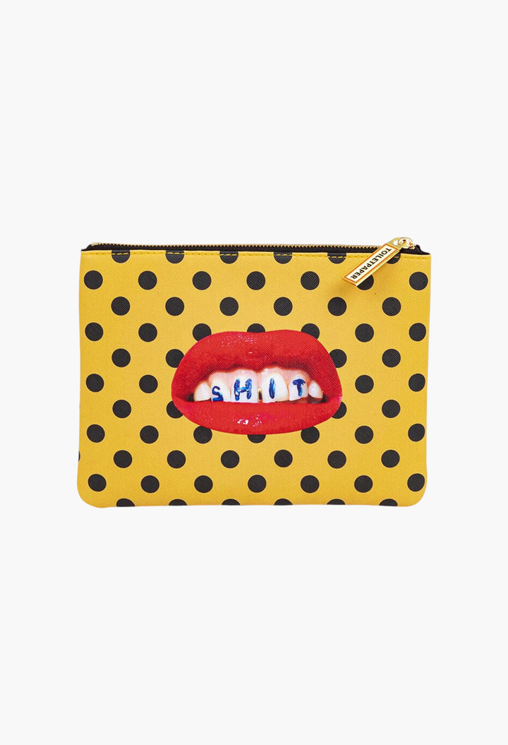 Seletti Wears Toiletpaper Sh*T-Print Faux-Leather Case 21cm X 15cm - GLAM MODA