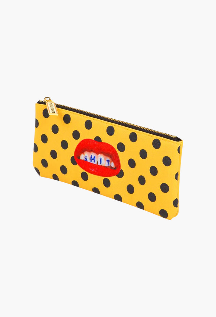 Seletti Wears Toiletpaper Sh*T-Print Faux-Leather Pencil Case - GLAM MODA