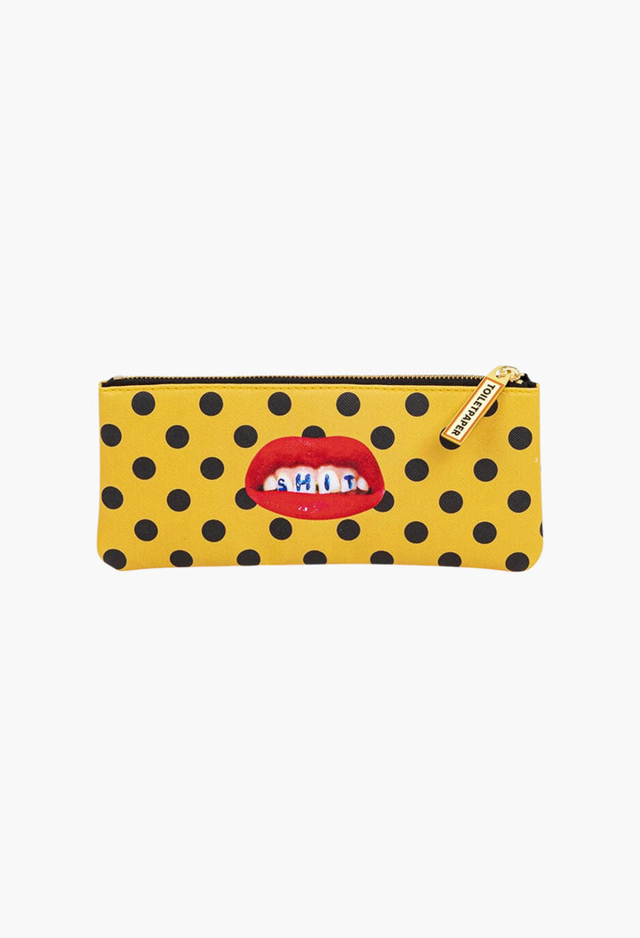 Seletti Wears Toiletpaper Sh*T-Print Faux-Leather Pencil Case - GLAM MODA