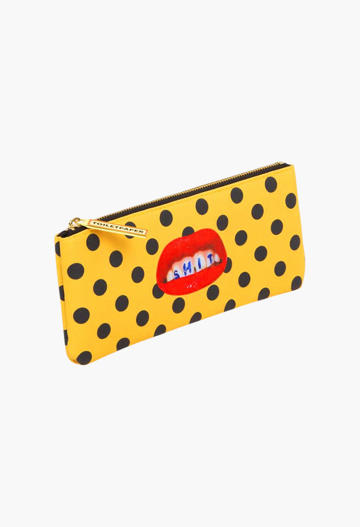 Seletti Wears Toiletpaper Sh*T-Print Faux-Leather Pencil Case - GLAM MODA