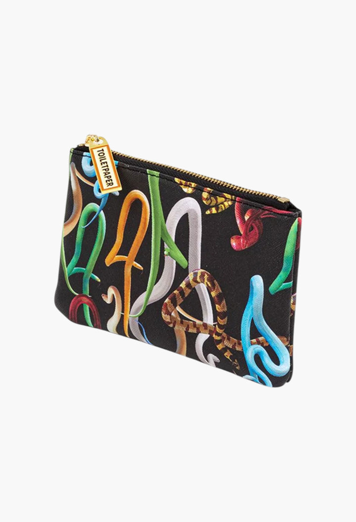 Seletti Wears Toiletpaper Snake-Print Faux-Leather Case 15cm X 9cm - GLAM MODA