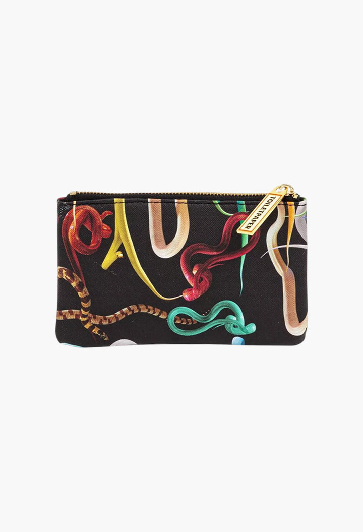 Seletti Wears Toiletpaper Snake-Print Faux-Leather Case 15cm X 9cm - GLAM MODA