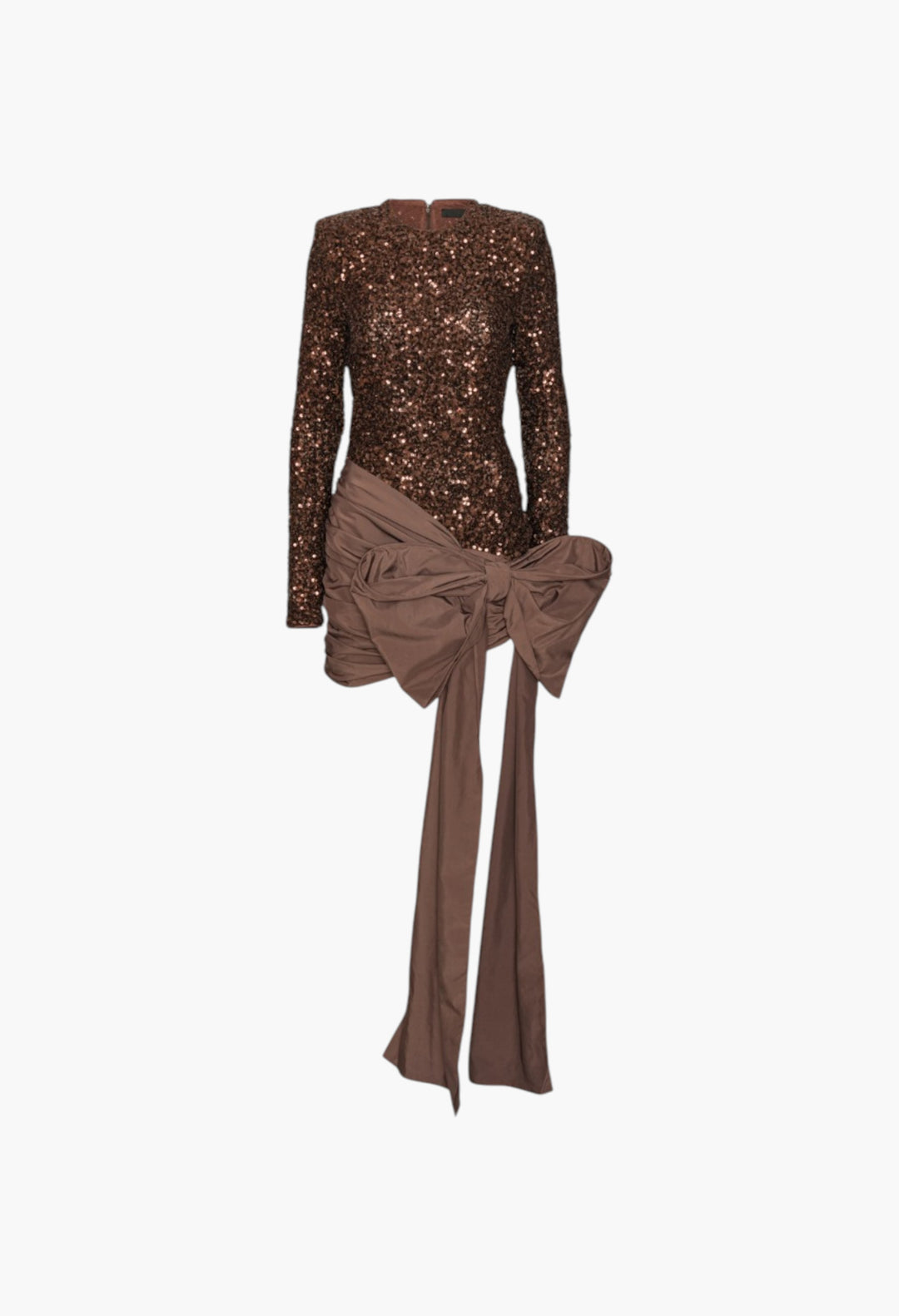Sequins Bow Mini Dress Dark Brown - GLAM MODA