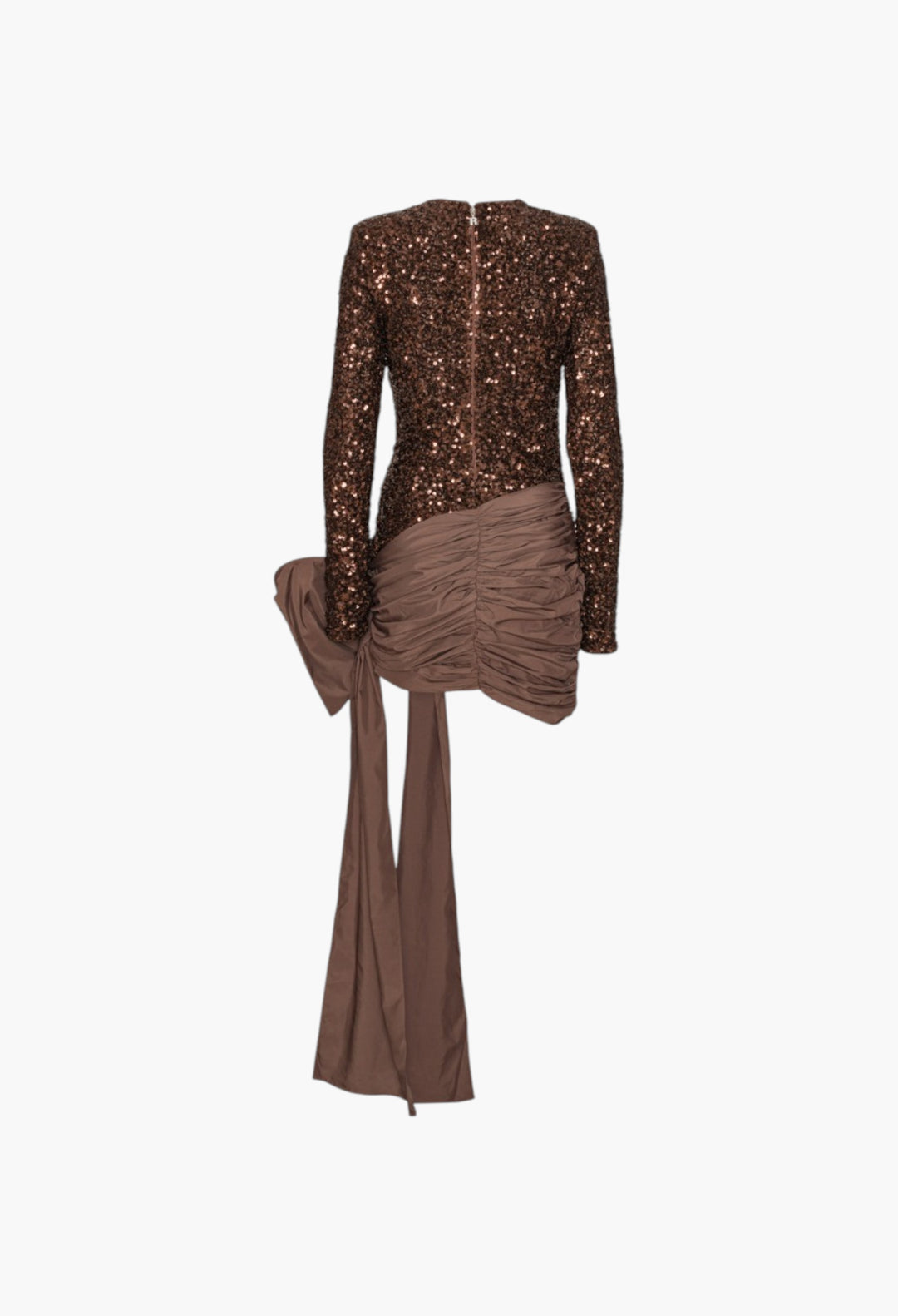 Sequins Bow Mini Dress Dark Brown - GLAM MODA